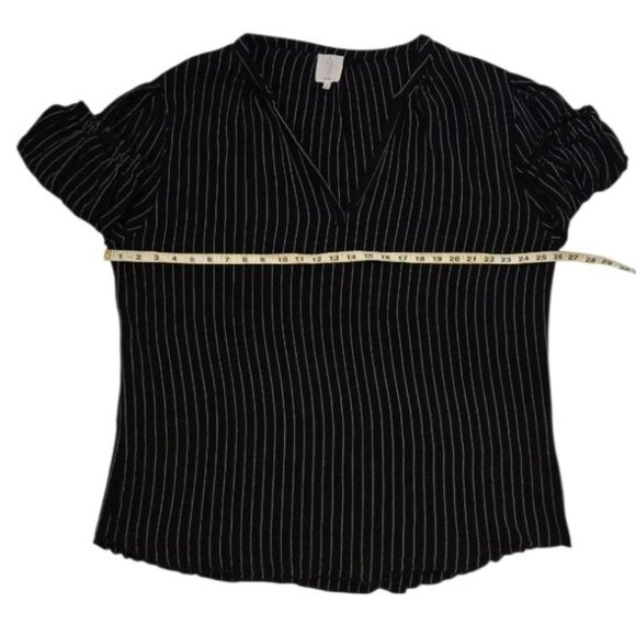 Joie Pinstripe Puffy Sleeve Tunic 1X - Picture 6 of 7